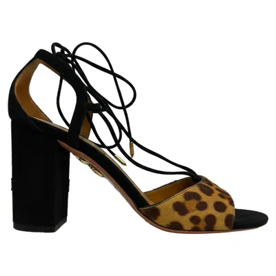 Aquazzura Austin Lace-up Sandals In Animal Print Calf Hair In Multi