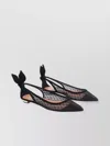 Aquazzura Black Mesh And Suede Ballerinas With Bow