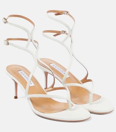 Aquazzura Baia 65 Leather Sandals In White