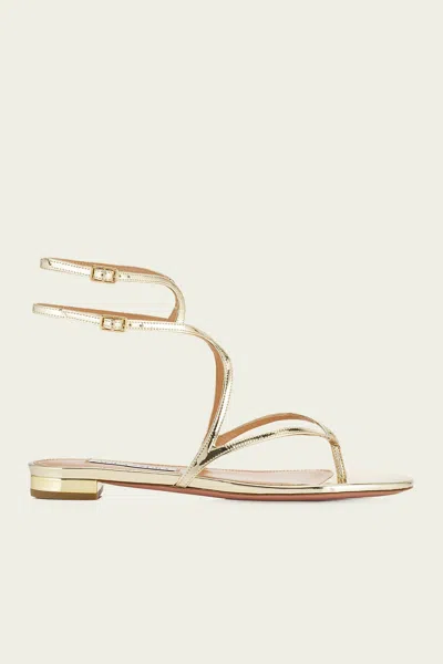 Aquazzura Baia Sandal Flat In Soft Gold