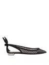 Aquazzura Black Mesh And Suede Ballerinas With Bow In Black