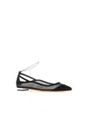 Aquazzura Secret Affair Suede-trimmed Ballet Flats In Black