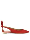 Aquazzura Bow Tie Suede Ballet Flats In Pink