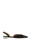 Aquazzura Milanese Leather-trimmed Grosgrain Slingback Flats