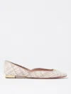 Aquazzura Check Tweed Pointed Toe Ballet Flats In Beige