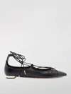 Aquazzura Gabi Lace-up Glossed-leather Point-toe Flats In Black