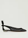 Aquazzura Black Mesh And Suede Ballerinas With Bow In Black