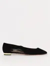 Aquazzura Very Bow Tie Suede Ballet Flats In Schwarz