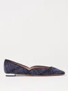 Aquazzura Check Motif Pointed Toe Ballet Flats In Blue