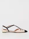 Aquazzura Cut-out Leather Ballet Flats With T-bar Strap In Neutral