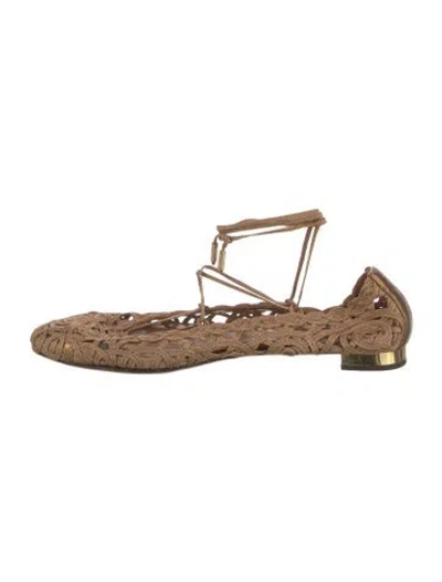 Pre-owned Aquazzura Ballet Flats In Brown