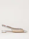 Aquazzura Temptation Crystal Mesh Slingback Flats In Silver