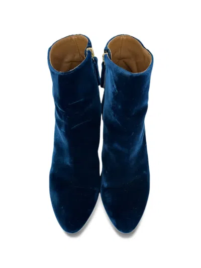 Pre-owned Aquazzura Baroque Block-heel Ankle Boots In Blue