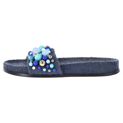 Pre-owned Aquazzura Beaded Bon Bon Slide Sandals In Purple