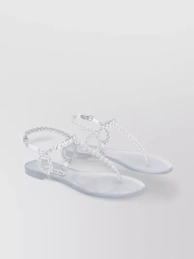AQUAZZURA BEADED STRAP FLAT SANDALS