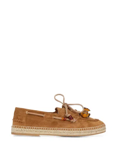 Aquazzura Beaded Suede Espadrilles In Brown