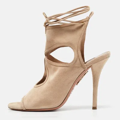 Pre-owned Aquazzura Beige Suede Sexy Thing Sandals Size 36