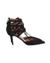 Aquazzura Belgravia Lace Up Pointed Toe Pumps In Black Suede In Black