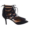 Aquazzura Belgravia Lace Up Pointed Toe Pumps In Black Suede