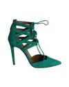 Aquazzura Belgravia Lace-up Pumps In Green Suede In Green