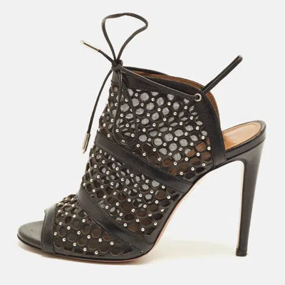 Pre-owned Aquazzura Belgravia Size 36 Black Leather Mules