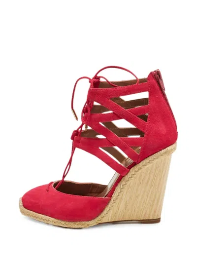 Pre-owned Aquazzura Belgravia Wedge Sandals In Red