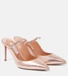 Aquazzura Bellezza 85 Metallic Leather Mules In Pink
