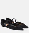 Aquazzura Sparkle Pointed Toe Textured Ballerina Shoes In Black