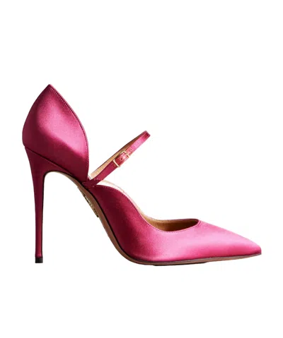 Aquazzura Bellezza 105 Satin Mary Jane Pumps In Pink