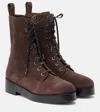 Aquazzura Ben 20 Suede Combat Boots In Brown