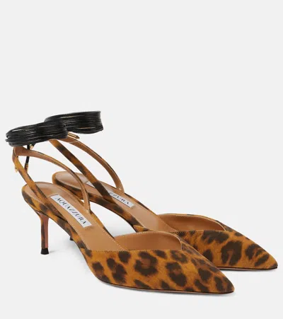 Aquazzura Beyond Animal-print Leather Slingback Pumps In Orange