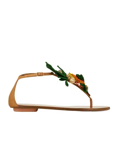 Aquazzura Birdsong Sandal Flat In Orange