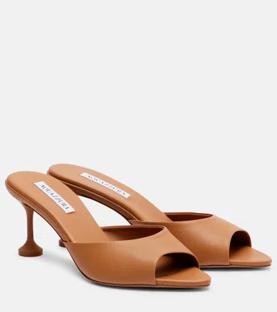 Aquazzura Bisous 65 Leather Mules In Brown