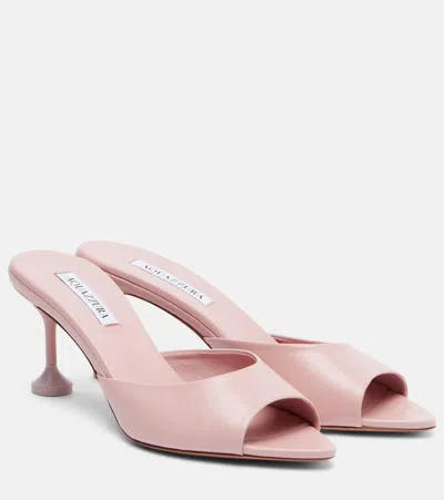 Aquazzura Bisous 65 Leather Mules In Pink