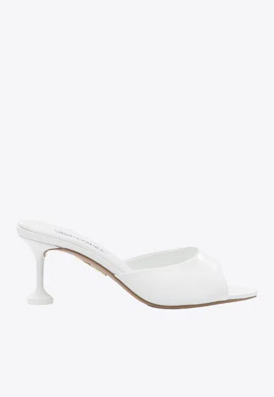Aquazzura Bisous 65 Nappa Leather Mules In White