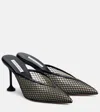 Aquazzura Bisous 85 Leather-trimmed Mesh Point-toe Mules