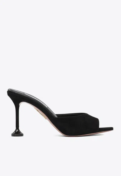 Aquazzura Bisous 85 Suede Mules In Black