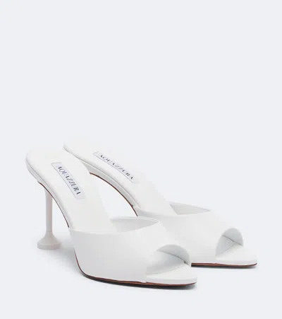 Aquazzura Bisous Leather Mules In White