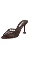 Aquazzura Bisous Mesh Mules 85mm Espresso In Brown