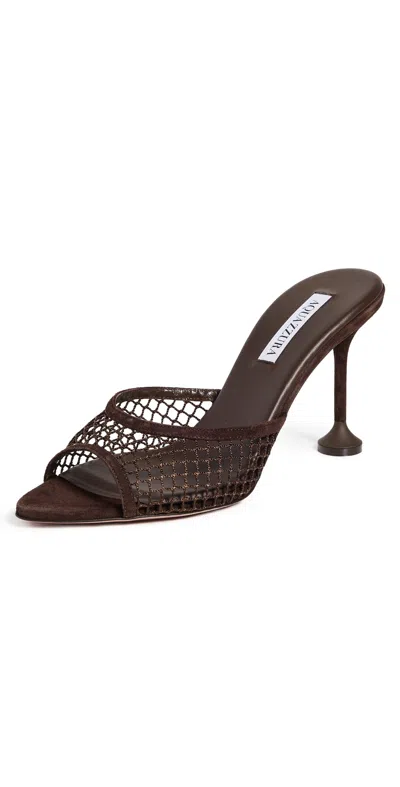 Aquazzura Bisous Mesh Mules 85mm Espresso In Brown