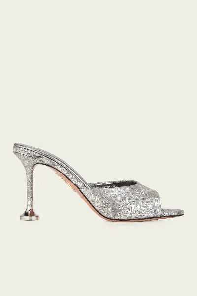 Aquazzura Bisous Mule 85 In Silver