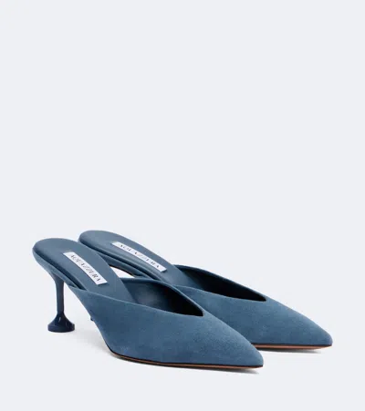 Aquazzura Bisous Suede Mule In Blue