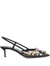 Aquazzura Can Can 105 Sequined Mesh And Suede Slingback Pumps In Black
