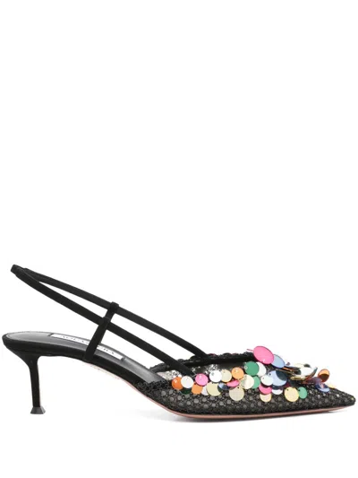 AQUAZZURA BLACK 50MM CAN CAN PUMPS
