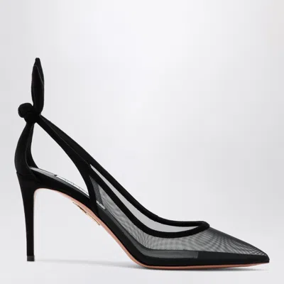 Aquazzura Black Bow-tie Mesh Pumps
