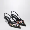 Aquazzura Sequin Embellished Mesh Kitten Heel Pumps