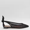 Aquazzura Black Mesh And Suede Ballerinas With Bow In Multi