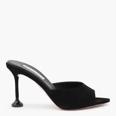 Aquazzura Black Leather Bisous Mule 85 Sandals