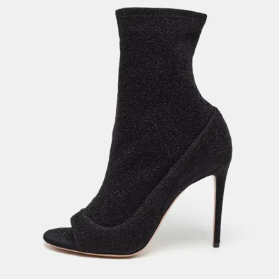 Aquazzura Black Lurex Fabric Eclair Ankle Boots