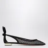 Aquazzura Black Mesh And Suede Ballerinas With Bow In Black